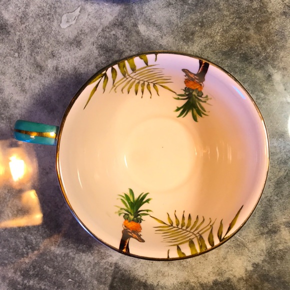 Anthropologie • Teapot & Cup Steamer Set • Porcelain • Hand painted • 🦒🌴🍍 - Picture 4 of 6